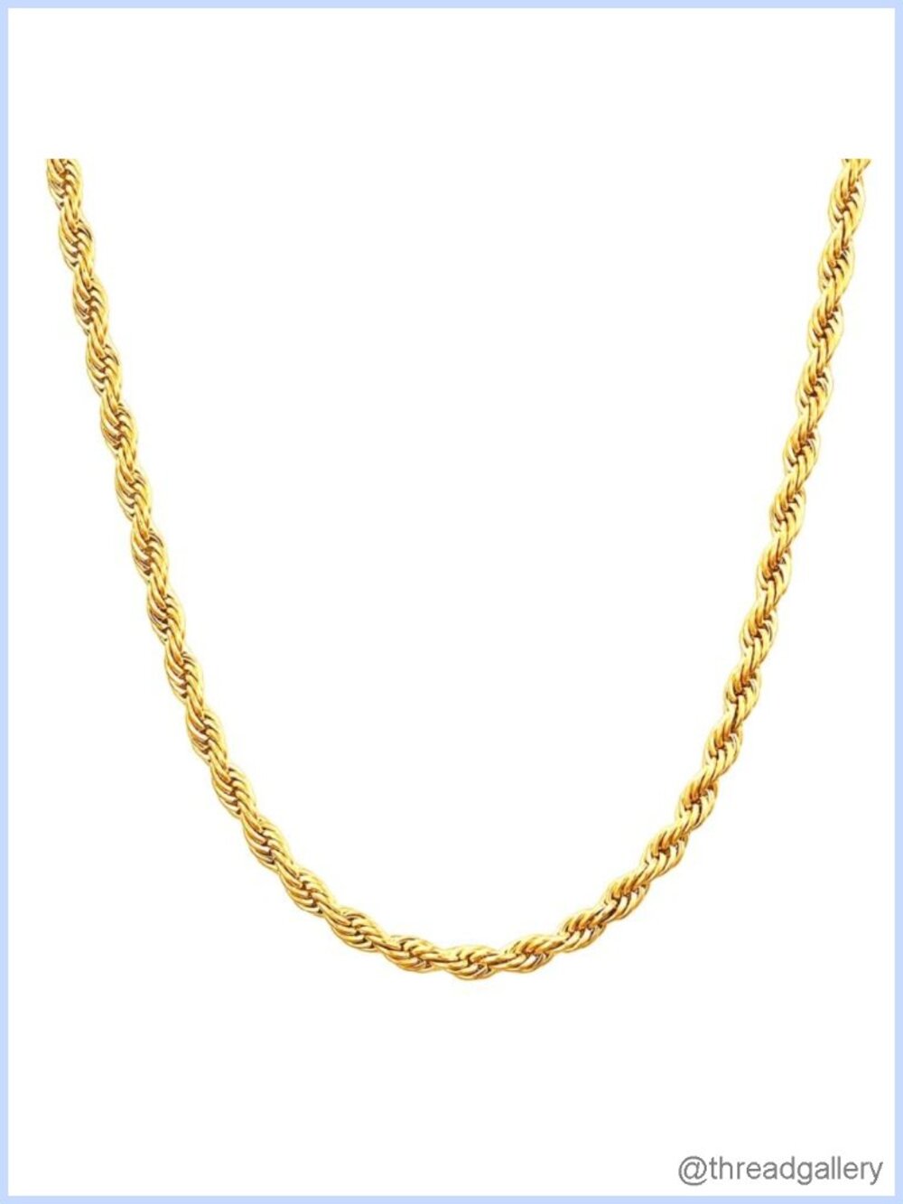 14K Solid Yellow Gold Twisted Rope Chain Necklace 2mm